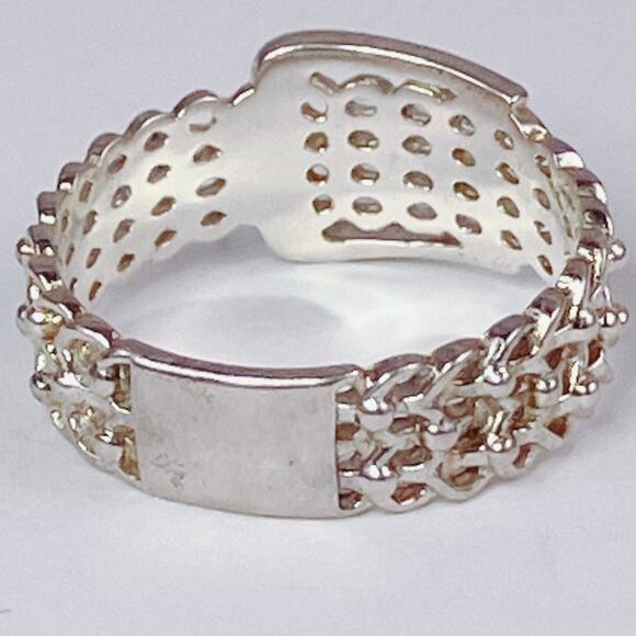 VTG Sterling Silver Buckle Ring 925 NV Lattice Band Women's Size 5 Dainty - Picture 6 of 10